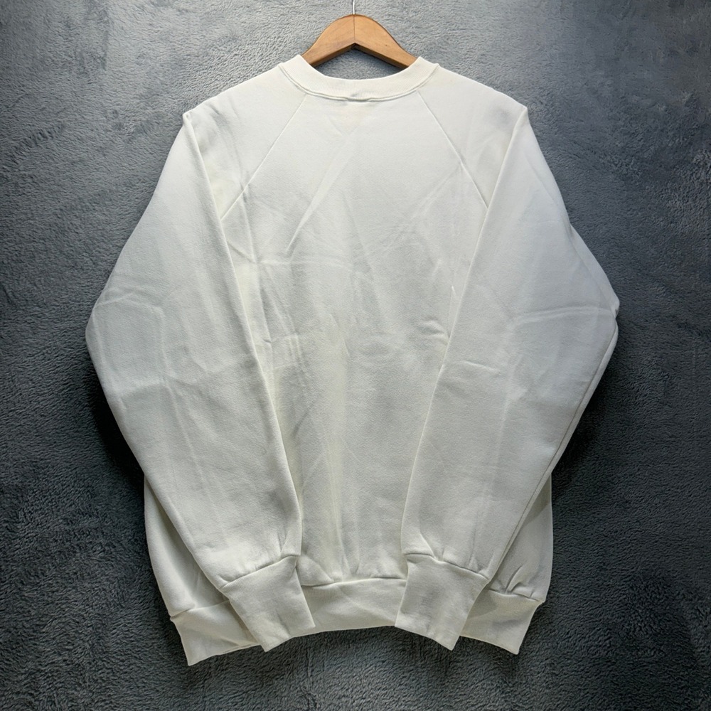 Vintage Fruit of the Loom Sweatshirt White Blank Crewneck USA Made Mens Large - Picture 8 of 9